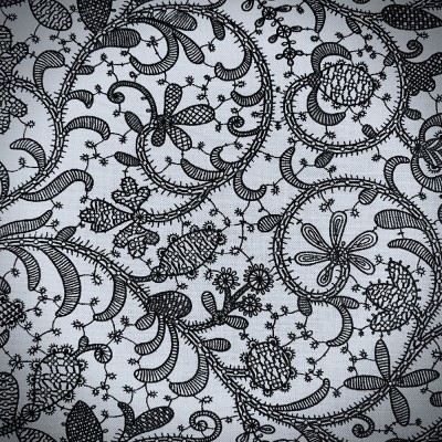 Coton à motif - Floral gris et noir